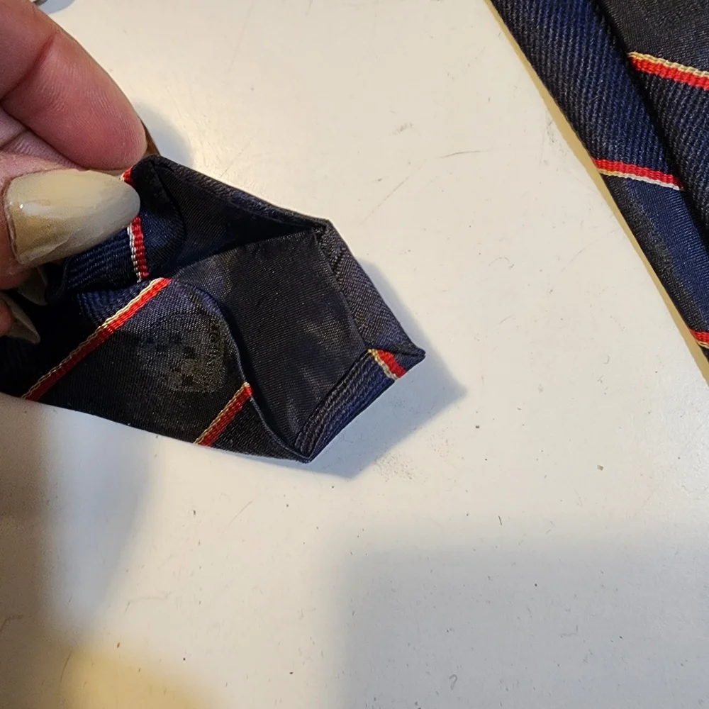 THE RAH RAH Collection Navy Blue Striped Silk  Tie with Richmond Accents